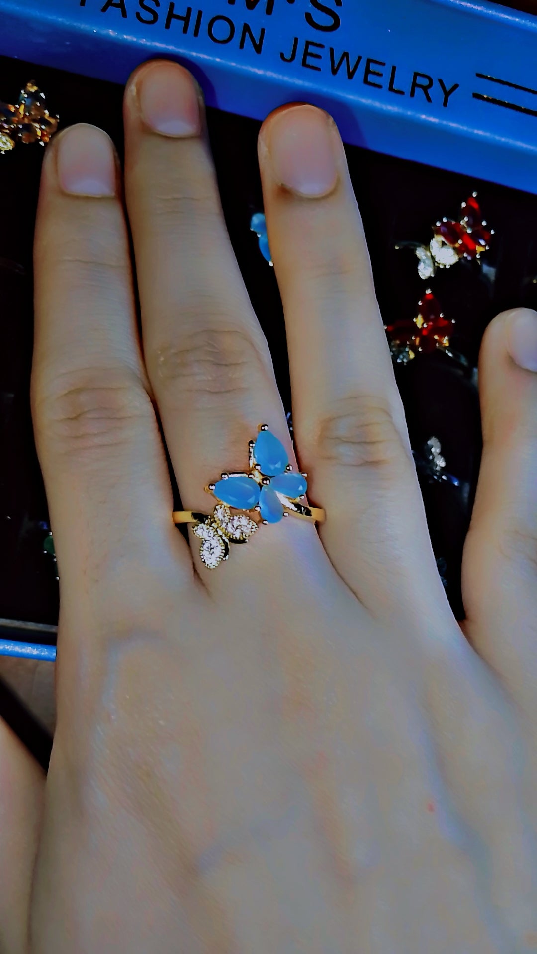 π Elegant Butterfly Adjustable Ring π (Base Options: Gold / Silver)