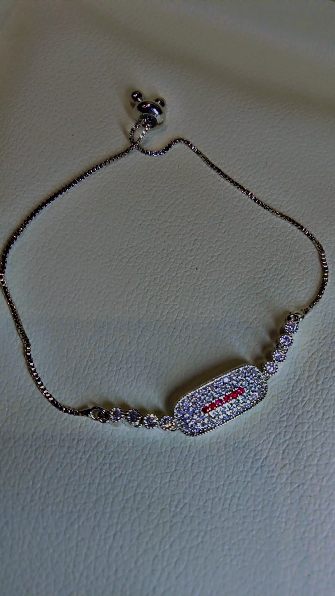 Elegant Silver Red Gemstone Bracelet 💎
