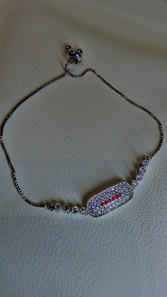 Elegant Silver Red Gemstone Bracelet 💎